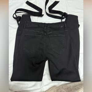 MOTHER Black Tie-Waist Denim Pants